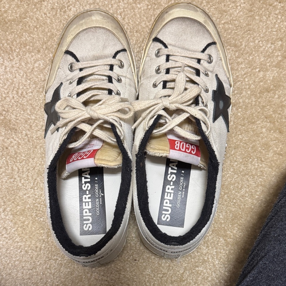 Golden Goose Cream and Black Sneakers